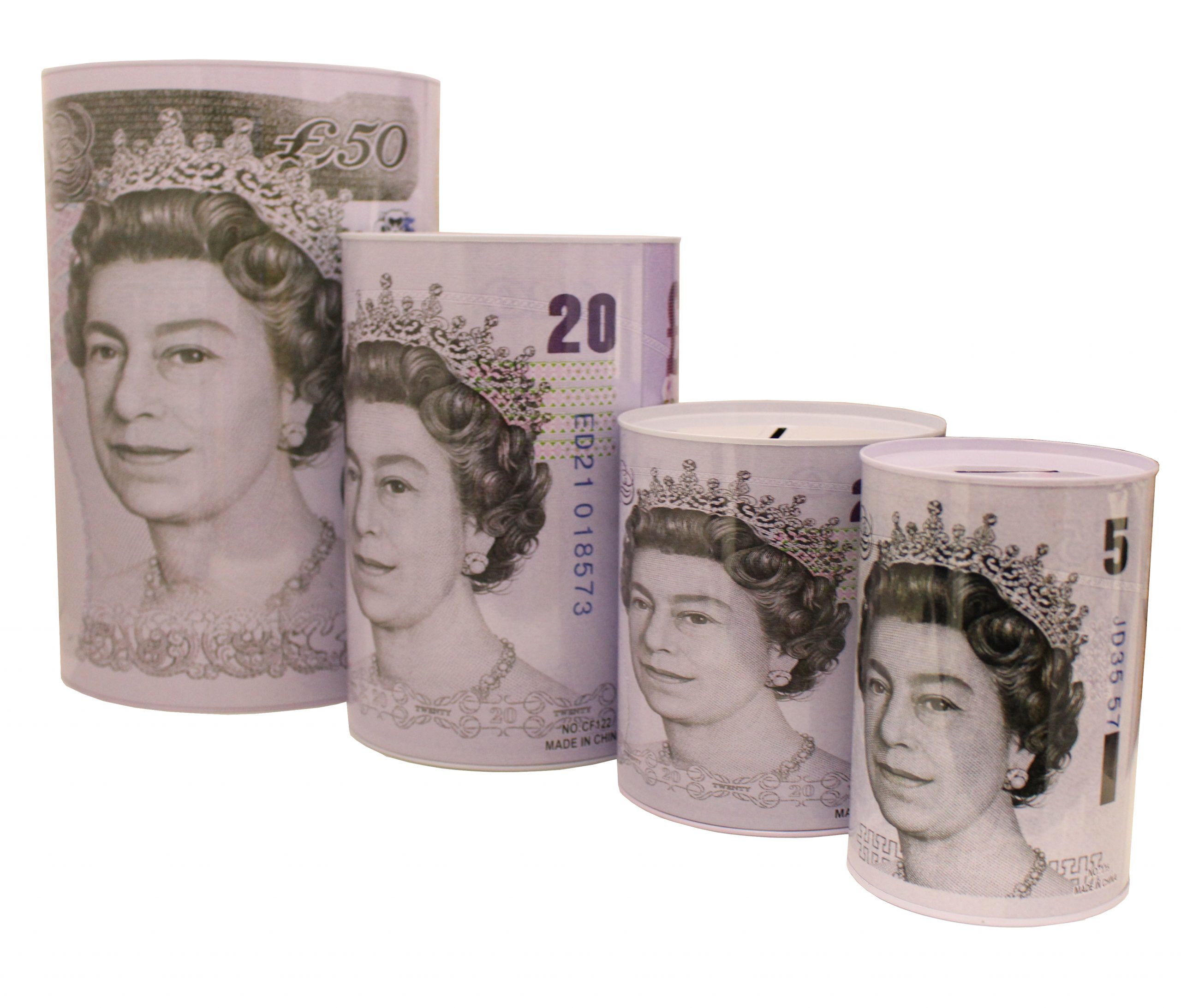 158 MONEY TINS SET OF FOU