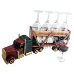 HJ-02A WOODEN VINTAGE LORRY/TRUCK WHINE GLASS AND WINE BOTTLE HOLDER