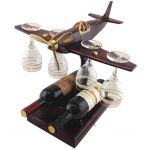 HJ-05A WODDEN AEROPLANE WINE GLASS HOLDER AND WINE BOTTLE HOLDER