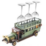 HJ-04 WOODEN VINTAGE LUXURIOUS BUS WINE GLASS AND WINE BOTTLE HOLDER