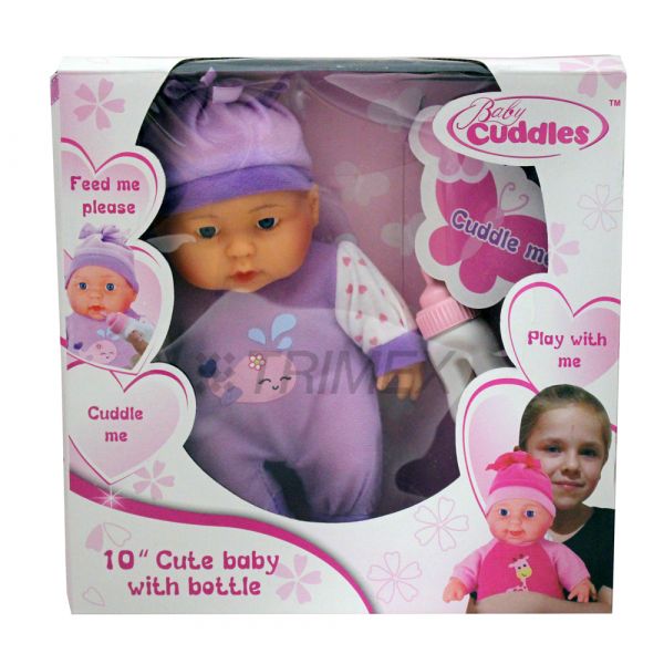 AP22570 BABY CUDDLES 10'' BABY DOLL WITH MILK BOTTLE