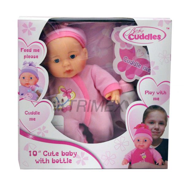 AP22570 BABY CUDDLES 10'' BABY DOLL WITH MILK BOTTLE