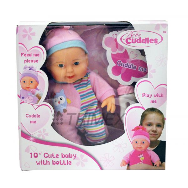AP22570 BABY CUDDLES 10'' BABY DOLL WITH MILK BOTTLE