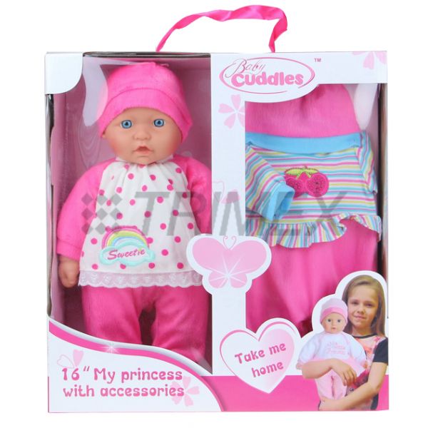 AP22575 16'' INCHES CUDDLE BABY DOLL WITH DRESS AND DUMMY