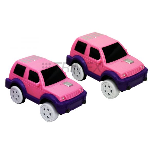 TX864 PACK OF 2 PINK CARS FOR FLEXIBLE BATTERY OPERATED TRACK SET