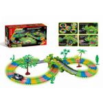 22904 FLEXIBLE BATTERY OPERATED 128 PIECES GLOW EDITION DINOSAUR ADVENTURE TRACK SET