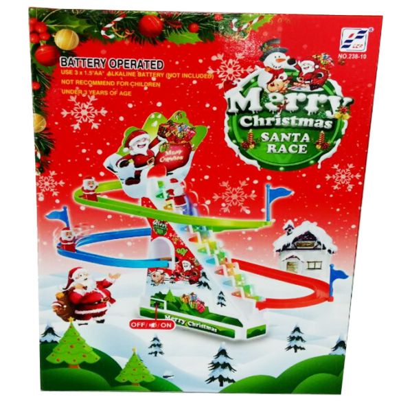 238-10 BATTERY OPERATED MERRY CHRISTMAS SANTA RACE TRACK