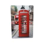 HB-3735 20 X 30 CM VINTAGE SIGN ''LONDON TELEPHONE BOOTH'' METAL FRAME
