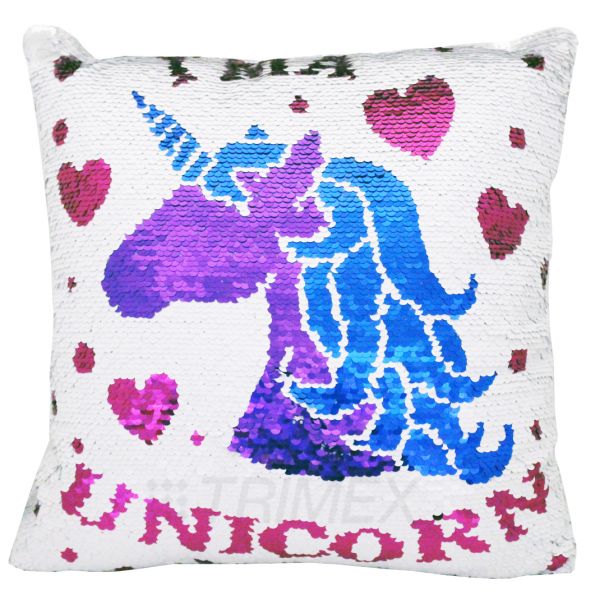 SQ2 25 X 25 CM I'M A UNICORN SEQUIN PILLOW