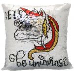 SQ4 25 X 25 CM LETS BE UNICORN SEQUIN PILLOW