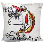 SQ4 25 X 25 CM LETS BE UNICORN SEQUIN PILLOW