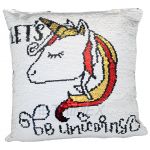 SQ4 25 X 25 CM LETS BE UNICORN SEQUIN PILLOW