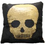 SQ6 25 X 25 CM SKULL SEQUIN PILLOW