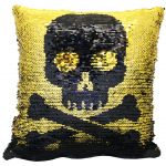 SQ7 25 X 25 CM DANGER ZONE SKULL SEQUIN PILLOW