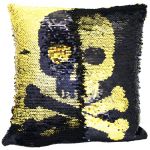 SQ7 25 X 25 CM DANGER ZONE SKULL SEQUIN PILLOW