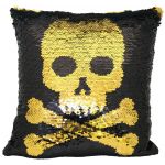 SQ7 25 X 25 CM DANGER ZONE SKULL SEQUIN PILLOW