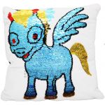 SQ8 25 X 25 CM BABY UNICORN SEQUIN PILLOW