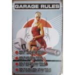 S-69 20 X 30 CM VINTAGE SIGN “GARAGE RULES” METAL FRAME