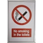 S-81 20 X 30 CM VINTAGE SIGN “NO SMOKING IN THE TOILETS” METAL FRAME