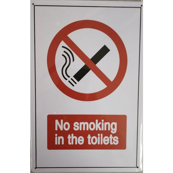 S-81 20 X 30 CM VINTAGE SIGN "NO SMOKING IN THE TOILETS" METAL FRAME