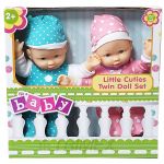 55566 11” LITTLE CUTIES TWIN DOLL SET