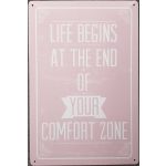 015560 20 X 30 CM VINTAGE SIGN '' LIFE BEGINS " METAL FRAME