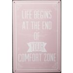 015560 20 X 30 CM VINTAGE SIGN ” LIFE BEGINS ” METAL FRAME