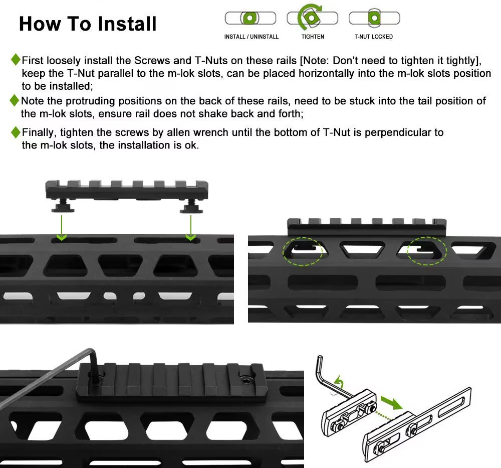 Silver M Lock Hand Rails M-Lock Gun Rail Set 5 - Trimex Wholesale UK