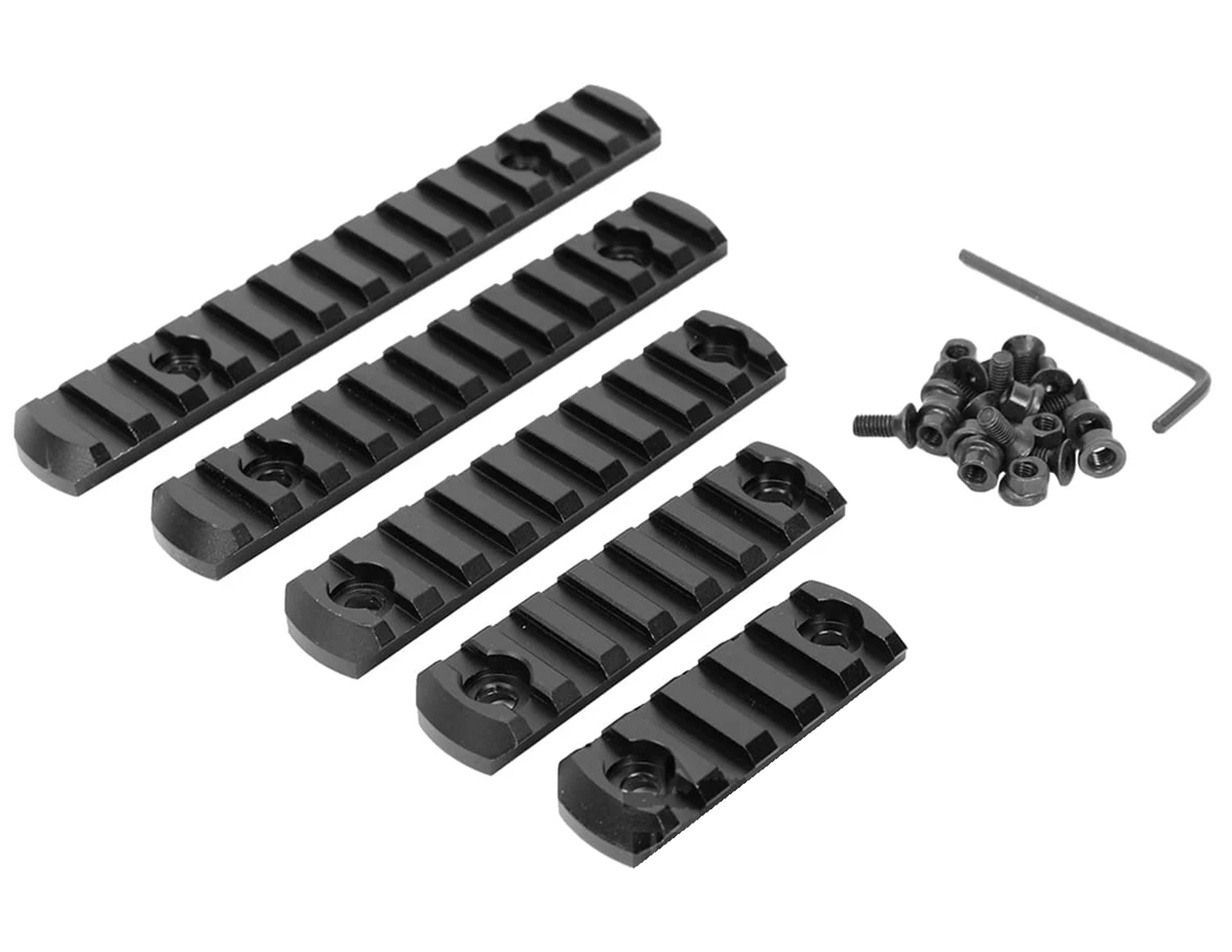 Silver M Lock Hand Rails M-Lock Gun Rail Set 5 - Trimex Wholesale UK
