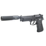 SR92 GAS AIRSOFT PISTOL WITH SILENCER BLACK - Image 1