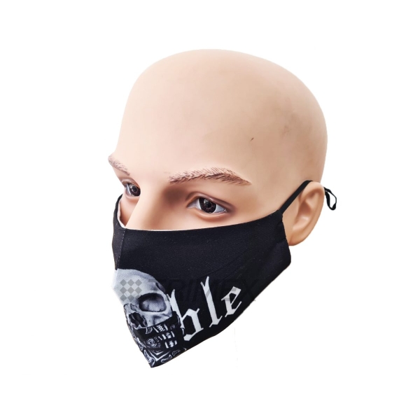 Trouble Skull Print Textile Face Mask