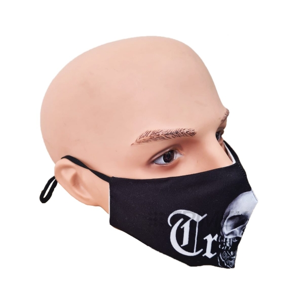 Trouble Skull Print Textile Face Mask