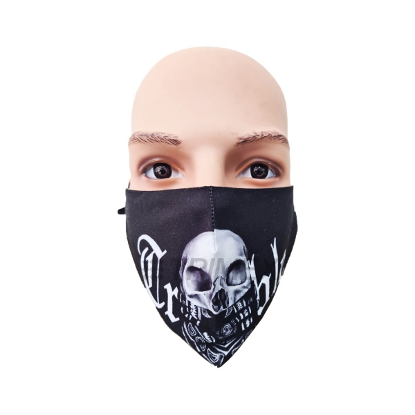 Trouble Skull Print Textile Face Mask