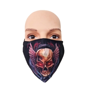 Winged Skull Print Textile Face Mask
