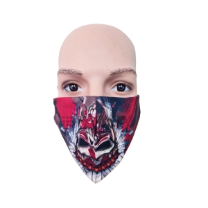 Furred Skull Print Textile Face Mask