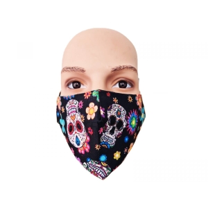 Floral Skull Print Textile Face Mask