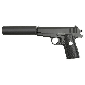 Galaxy G2A Airsoft Metal Spring Pistol With Silencer - Black