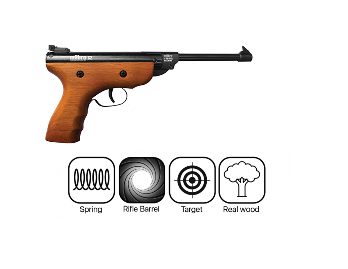 Milbro S3 Air Pistol .22 Wood Air Pistol - Trimex Wholesale UK