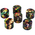 HXZP50-1BOB PACK OF 12 50MM METAL BOB MARLEY PRINT METAL TOBACCO GRINDER - Image 1