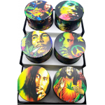 HXZP50-2BOB PACK OF 12 50MM BOB MARLEY PRINT METAL TOBACCO GRINDER - Image 1