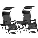Zero Gravity Chair Set of 3 Heavy Duty Textoline Outdoor & Garden Sunloungers - Image 1
