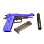 M22 Double Eagle Airsoft Spring Pistol With Supressor - Two Tone - Image 4