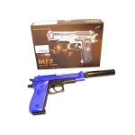 M22 Double Eagle Airsoft Spring Pistol With Supressor - Two Tone - Image 3