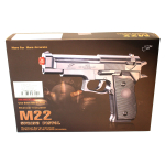 M22 Double Eagle Airsoft Spring Pistol With Supressor - Two Tone - Image 2