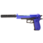 M22 Double Eagle Airsoft Spring Pistol With Supressor - Two Tone - Image 1