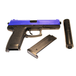 M23  Double Eagle Airsoft Spring Pistol With Supressor - Two Tone - Image 3