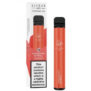 ELF BAR ELFBULL STRAWBERRY 600 PUFFS DISPOSABLE VAPE PACK OF 10