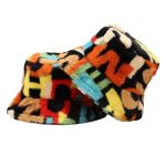 FLUFFY FUR BUCKET HAT ALPHABET PRINT - Image 1