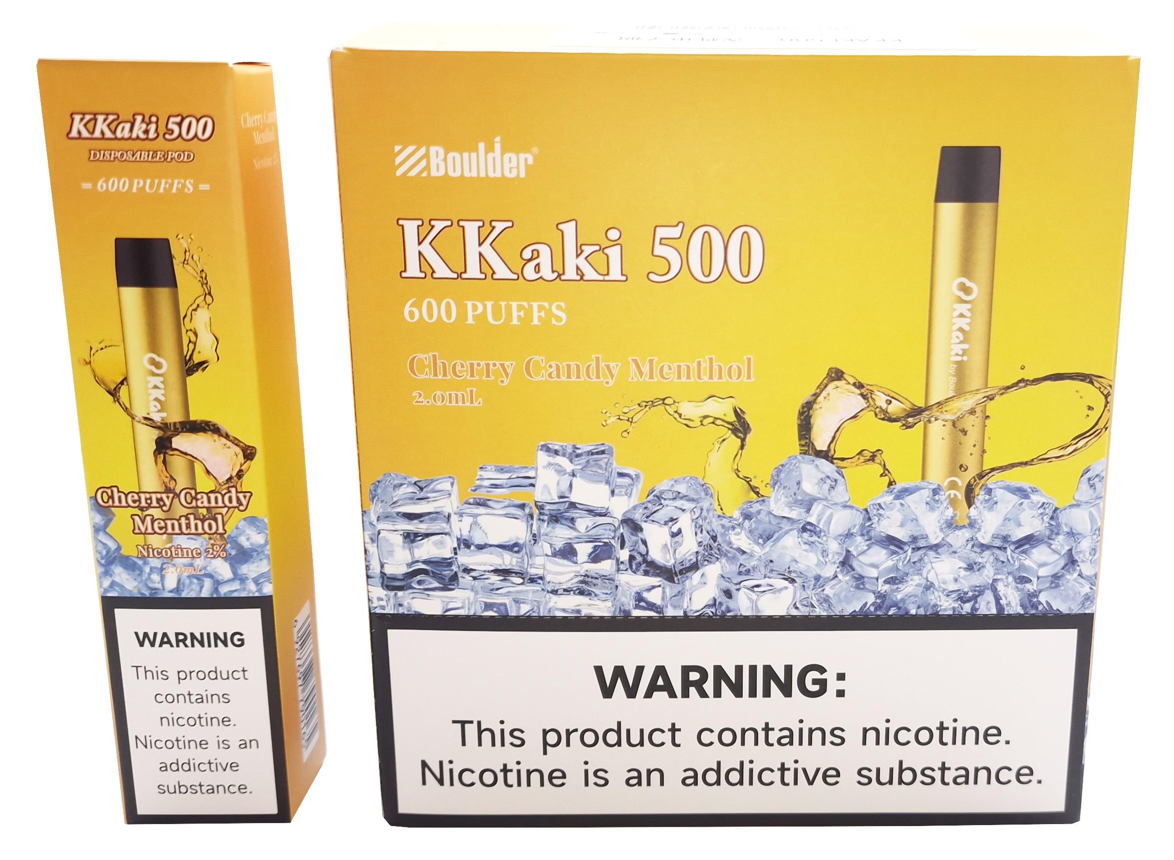 BOULDER KKAKI 600 PUFFS CHERRY CANDY MENTHOL DISPOSABLE VAPE PACK OF 20