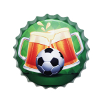187-35 35CM BOTTLE TOP SIGN - FOOTBALL & BEER - Image 1